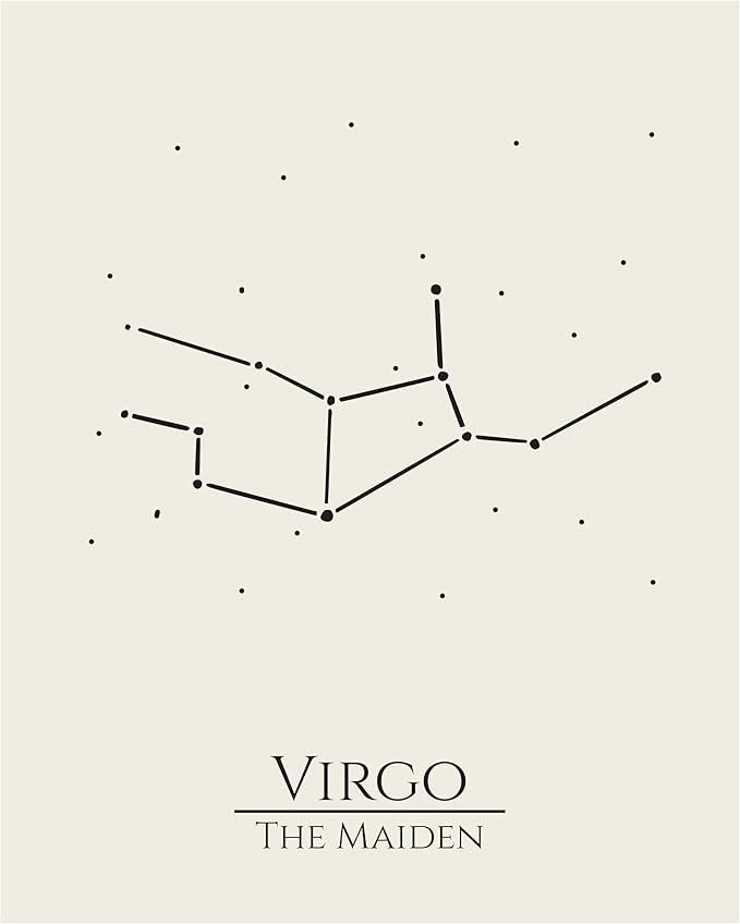 12 Zodiac Signs Wall Art Print, Astrology Decor for Home, Bedroom, Living Room, Office, 8x10 Unframed Poster Print, Virgo Horoscope Constellation Design, Celestial and Mystic Aesthetic Gift
