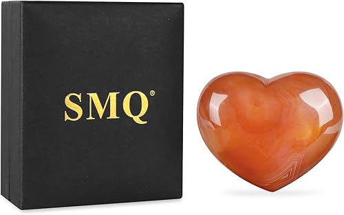 Miniatura 9 de SMQ Piedra de preocupación de corazón de cristal de ágata roja de 2.4 pulgadas para Anixety tallada a mano, piedras preciosas pulidas para chakras