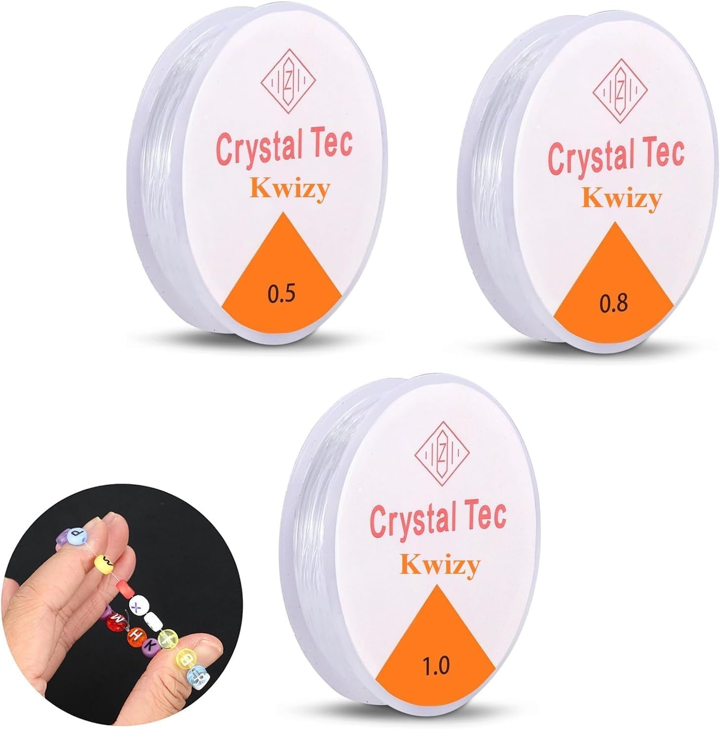 Kwizy Elastic String Cord Thread Stretchy 30 Meter for Bracelets Necklace Jewelry Making Beading DIY Craft Making Suitable for Pearl Glass Seed Wooden Alphabet Acrylic Beads | Size 0.5,0.8,1MM | Combo