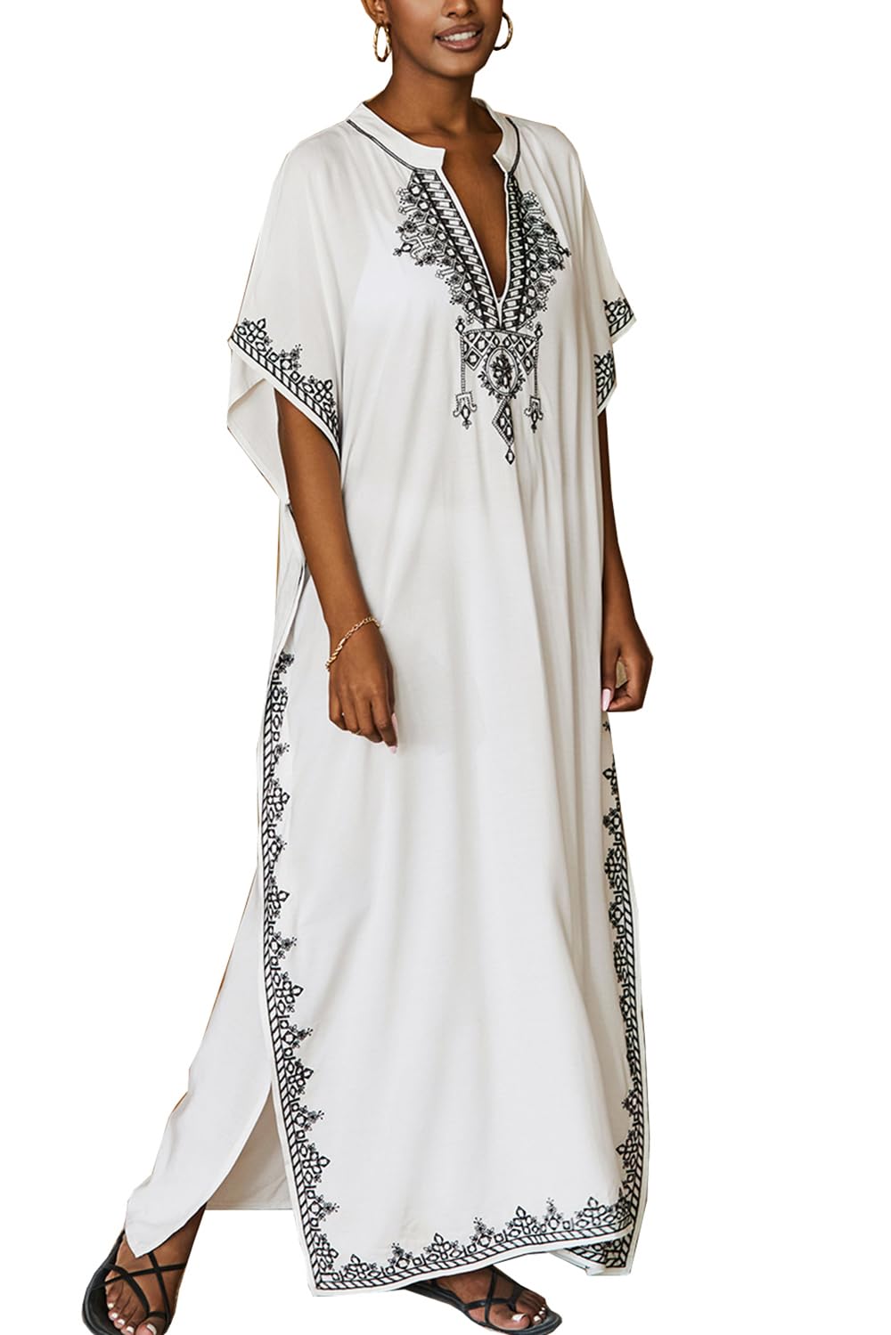 L-Peach Women's Kimono Long Dress Maxi Kaftan Summer Beach Boho Cover up Tops