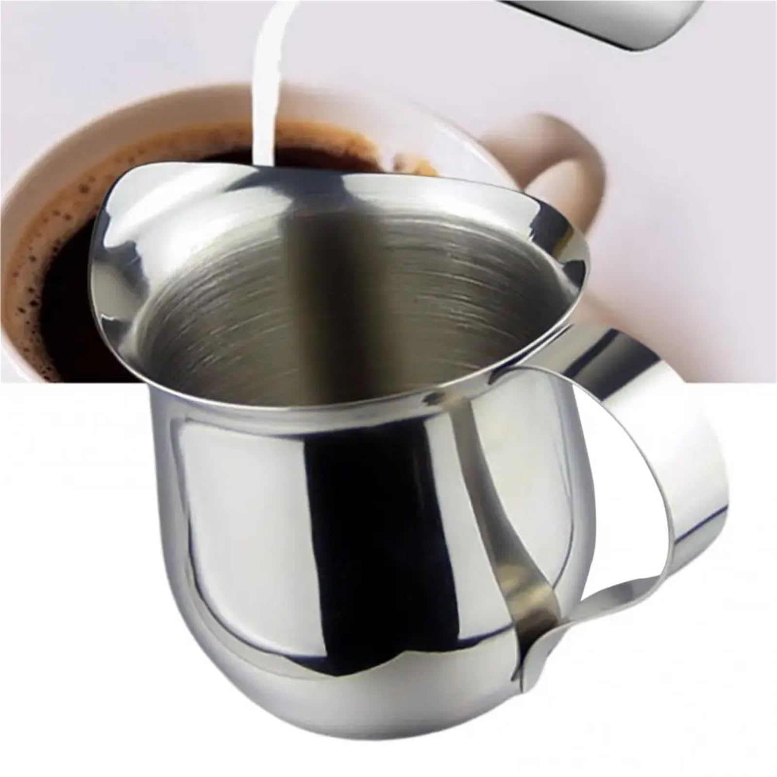 Jarras de leche acero inoxidable, jarras for espumar, jarra café, taza flores, cafetera, tazas expreso, 2 uds Para Barista Casero(150ml)