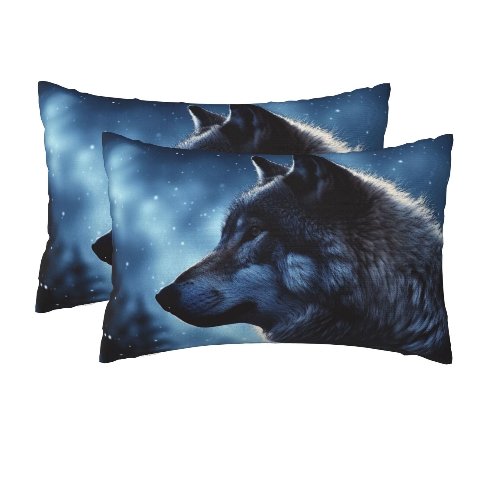2 Pack Queen Pillow Cases with Hidden Zipper, Soft Breathable Pillow Covers for Hair and Skin, Lonely Wolf Pillowcases 20"x30" Bed Pillow Protectors Cover for Sleeping Gifts