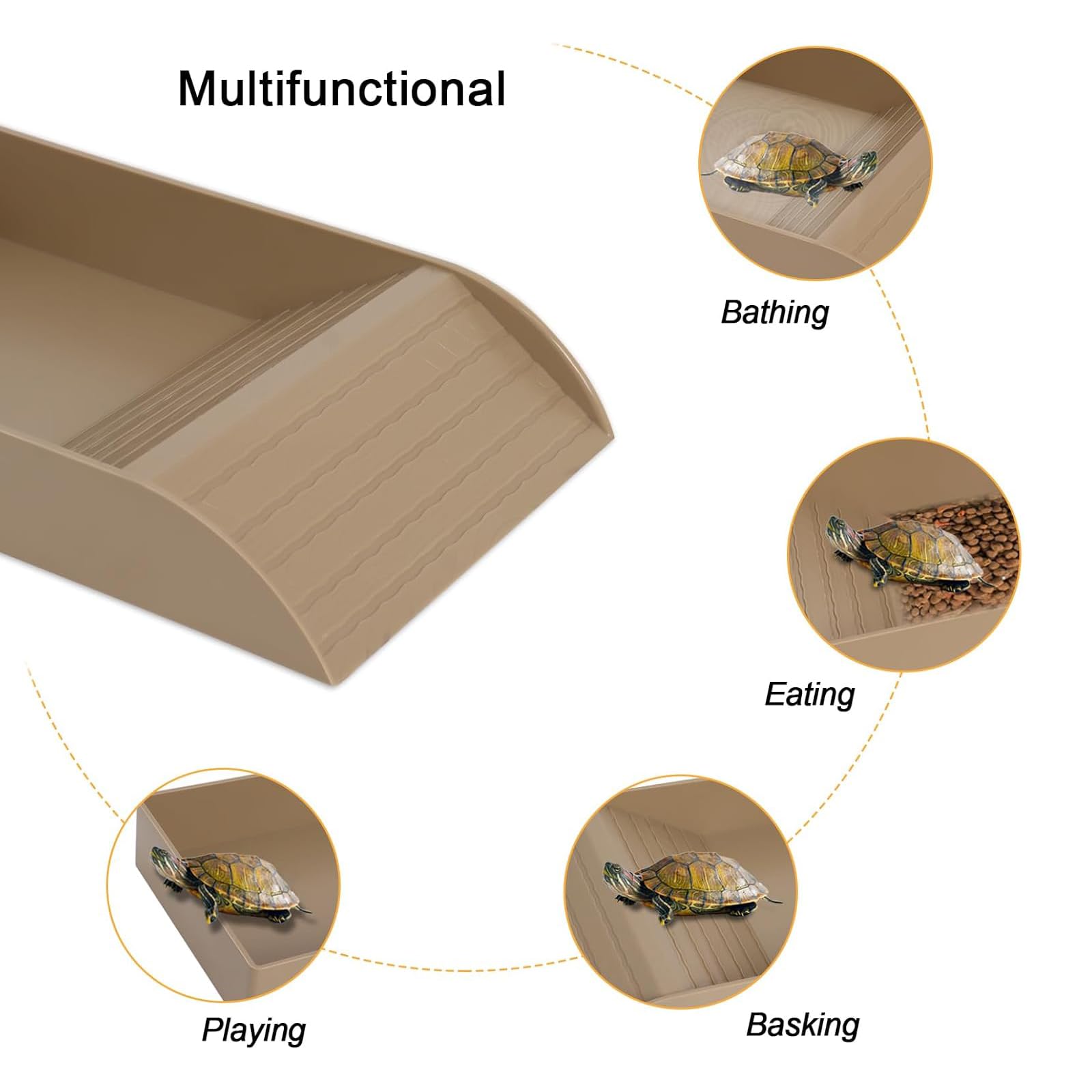 QINGYIWL Cuenco de Agua para Tortugas, Bebedero para Tortugas de Tierra con Rampa y Plataforma para Tomar el Sol, Piscina de Baño para Reptiles, Lagartos, Anfibios - 5