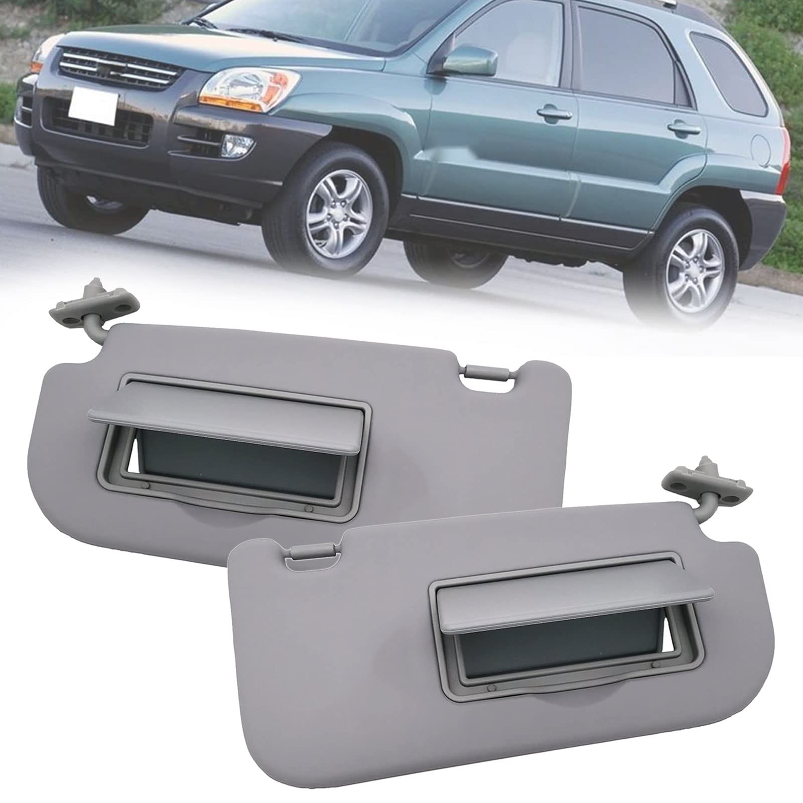 Visera Parasol Interior para Kia Sportage 2005-2010, Delantero Parabrisas Protección Solar Coche Izquierdo Derecho Lado Conductor Pasajero con Espejo, Beige Gris 8520103000, Grey-Left