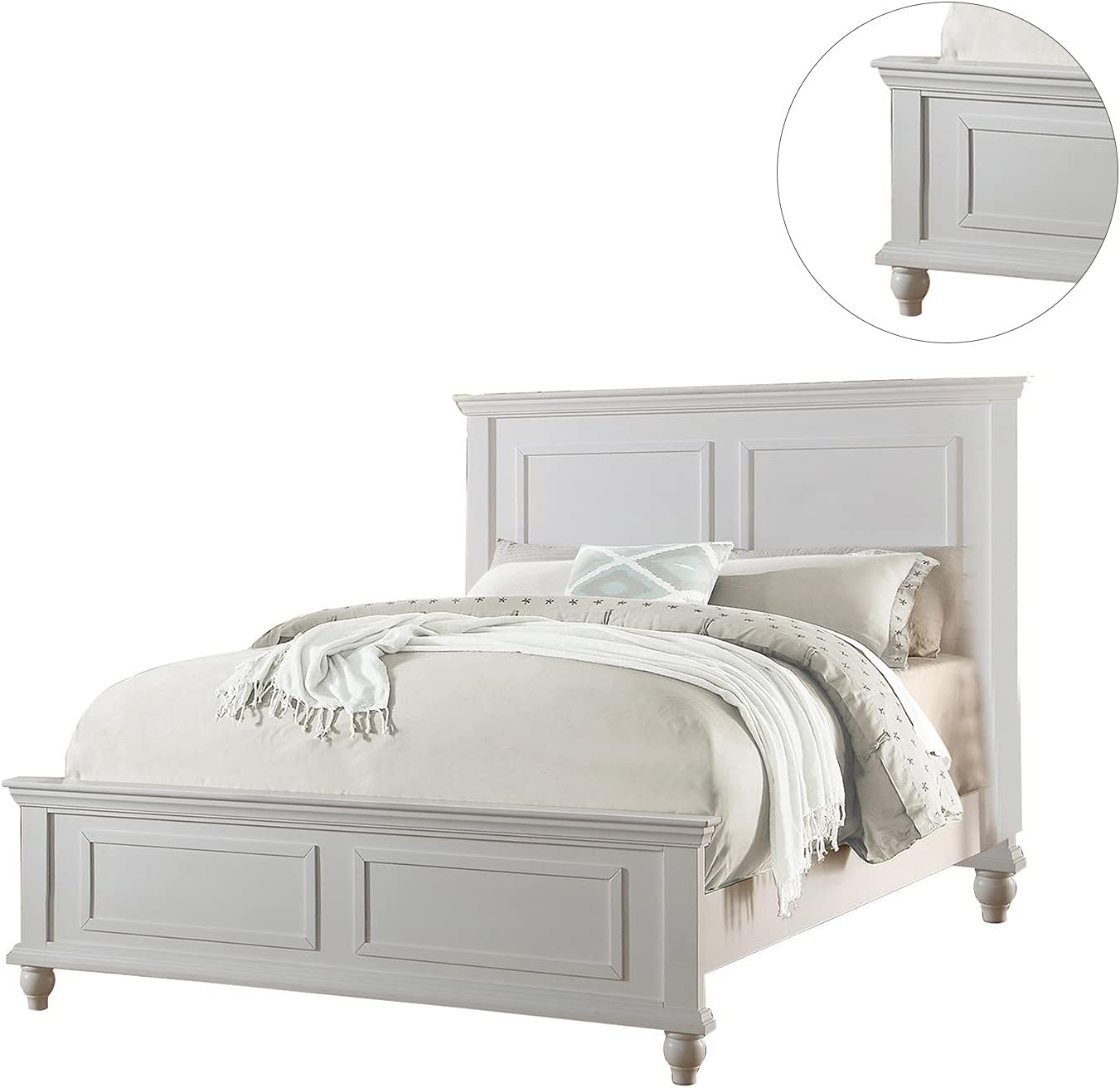 White Cal King Size Wood Bed