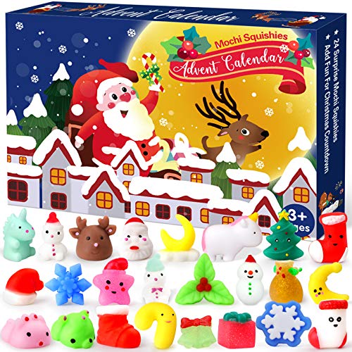 Christmas Advent Calendar 2020 Countdown Calendars Toys for Kids LUDILO Christmas Mochi Squishy Toys 24Pcs Different Cute Mochi Animals Relief Stress Toys Unique Advent Calendars for Girls Boys