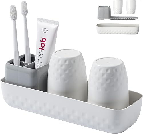 Soporte para cepillos de dientes para baños, organizador de cepillos de dientes para encimera para almacenamiento de cepillos de dientes, juego de