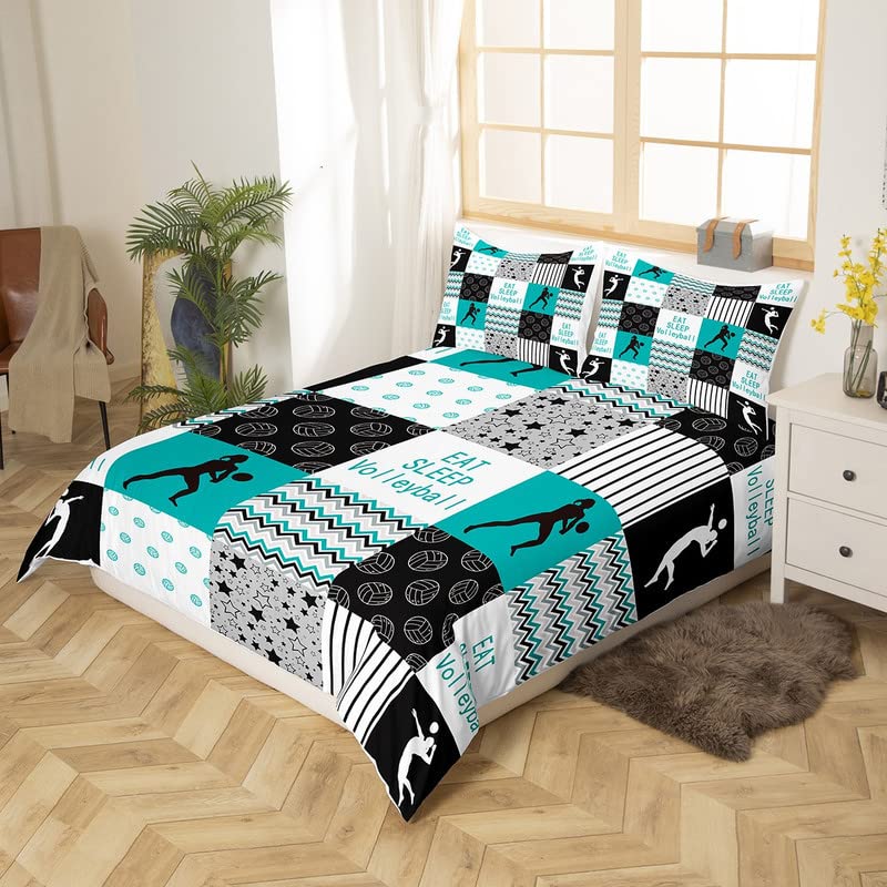 Volleybal Dekbedovertrek Sport Beddengoed Set 3D Ball Games Blauw Paars Dekbed Cover voor Jongens Meisjes Kinderen Tieners Sprei Cover Super King