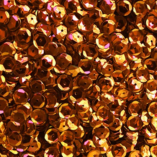 8mm Cup Sequins Orange Metallic Medium Hole Made in USA