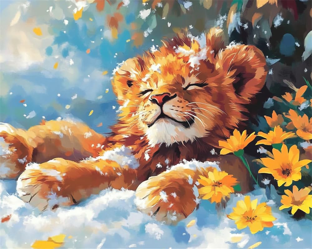 Kitquiver Latch Hook Rug Kits for Adults Beginners Lion and Flowers in The