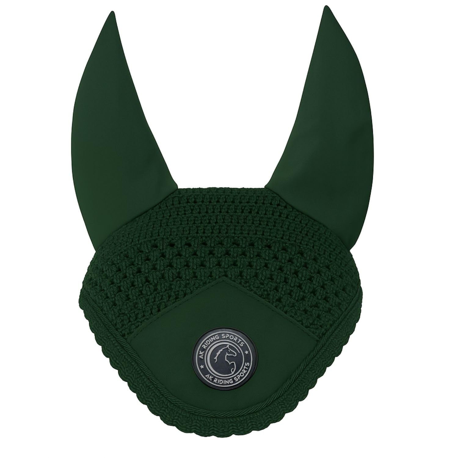 AK Fly Hood for Horses – Soft Lycra Ears, Close-Knit Crochet, Comfortable Fit – Equestrian Ear Bonnet for Sport Horses AKRS-6069-01 (Forest Green, PONY / (S))