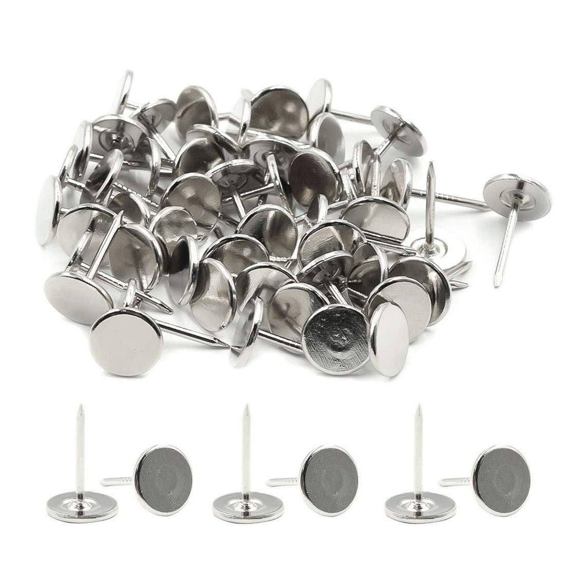 ZXHAO Flat Head Thumb Tack Upholstery Nail Furniture Decor Nail Silver Tone 11x17mm 50pcs-picture-17