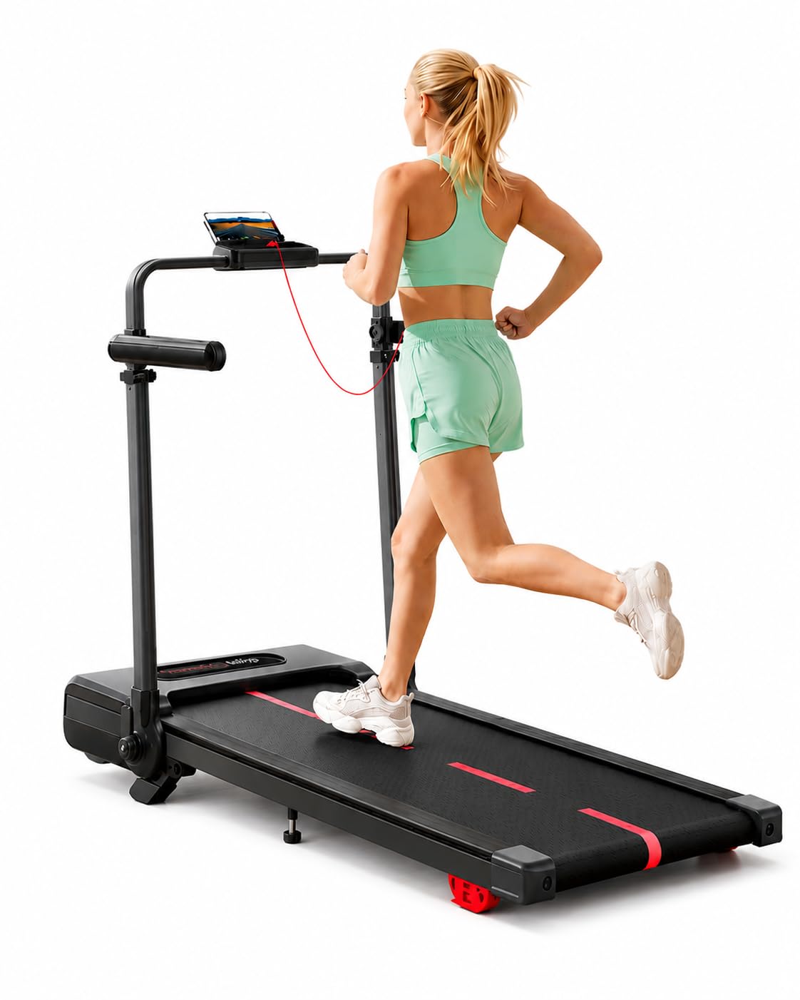 HomeTro Treadmill for Home Foldable Walking Pad with Incline and Handle, 3.0HP Walking Treadmill 1-12km/h, Adjustable Handlebar, Removable Desk, 120kg Capacity, App, Remote Mute Design