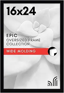 Americanflat 16x24 Poster Frame with Polished Plexiglass - Black Picture Frame - Wide Photo Frames Made of Engineered Wood for Vertical or Horizontal Wall Display - Epic Collection - Black