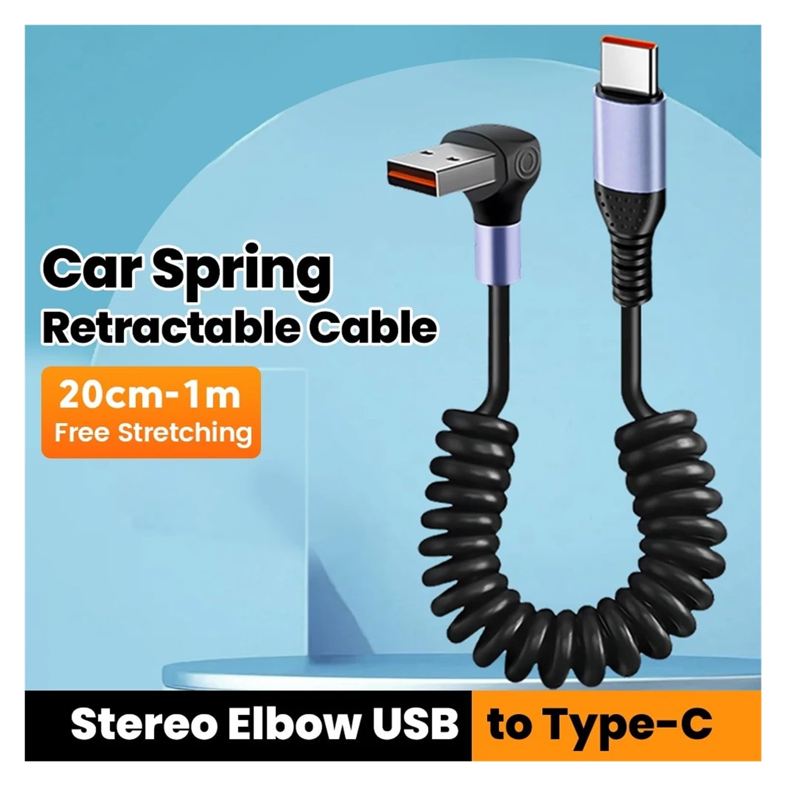 Cavo di ricarica rapida USB C 90° 66W per iPhone, Samsung, Xiaomi (AC 6A)