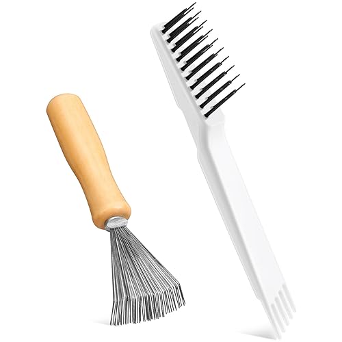 Miniatura 13 de 2 piezas de herramientas de limpieza de cepillos de pelo, mini rastrillo limpiador de peine con mango de madera para eliminar el polvo del cabello