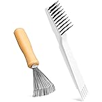 Boao 2 Pieces Hair Brush Cleaning Tool Comb Cleaner Brush Mini Comb Cleaning Hair Remover Tool for Removing Dust Home and Salon Use (White, Wood Color)