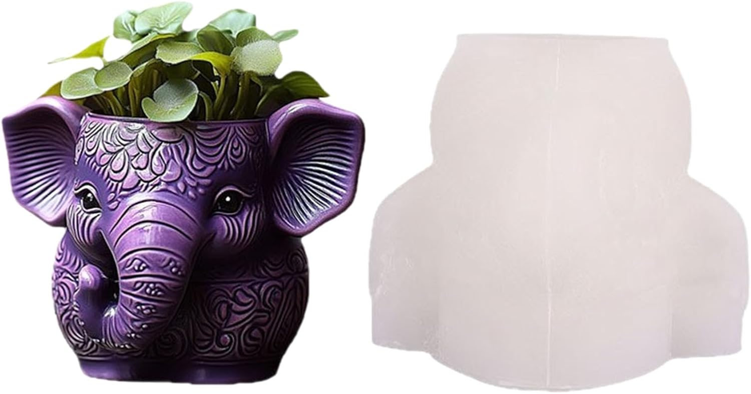 Elephant Silicone Mold for Planter 3D Animal Shaped Resin Mold for Succulents Flexible Concrete for Jewelry Holder, Jar, Pen Organizer & Crafting Projects