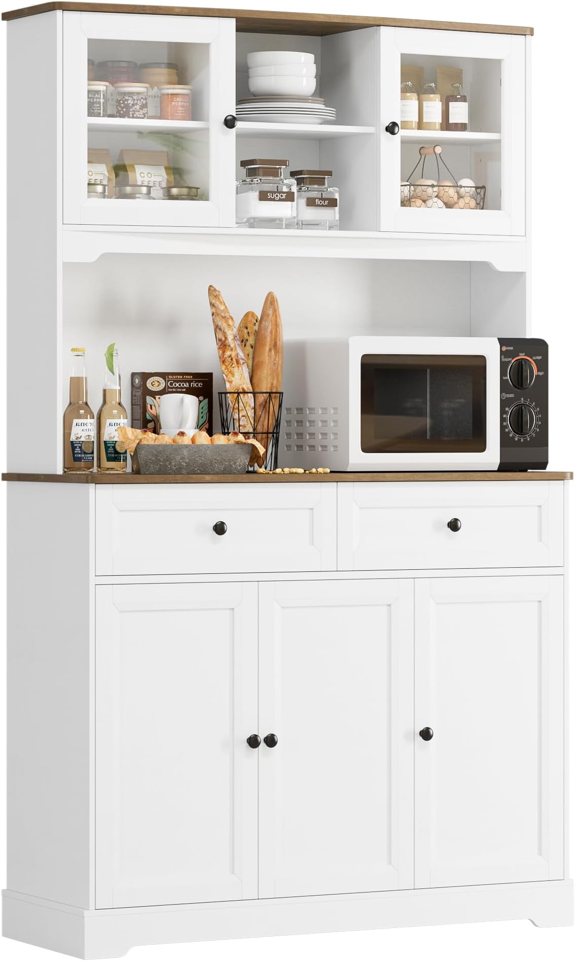 VEIKOU Kitchen Pantry 71" Buffet with Hutch