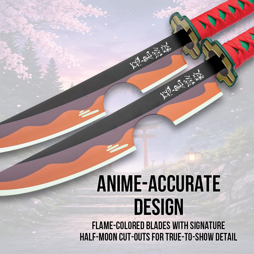 Amazon.com: Demon Slayer Tengen Uzui Nichirin Double Sword Set | 2