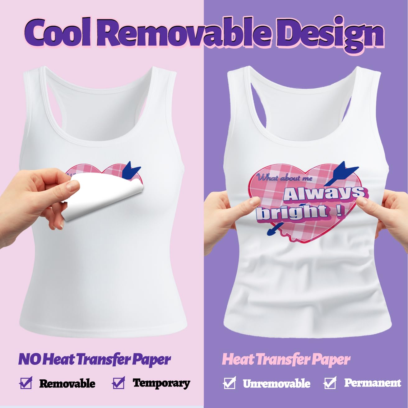 Pinkie No Wärmetransferpapier für weiße T-Shirts, 20 Blatt, 21,6 x 27,9 cm, abnehmbares Vinyl-Aufkleberpapier für helle Stoffe, bedruckbar, kein Wärmeübertragung, Vinyl für Tintenstrahldrucker