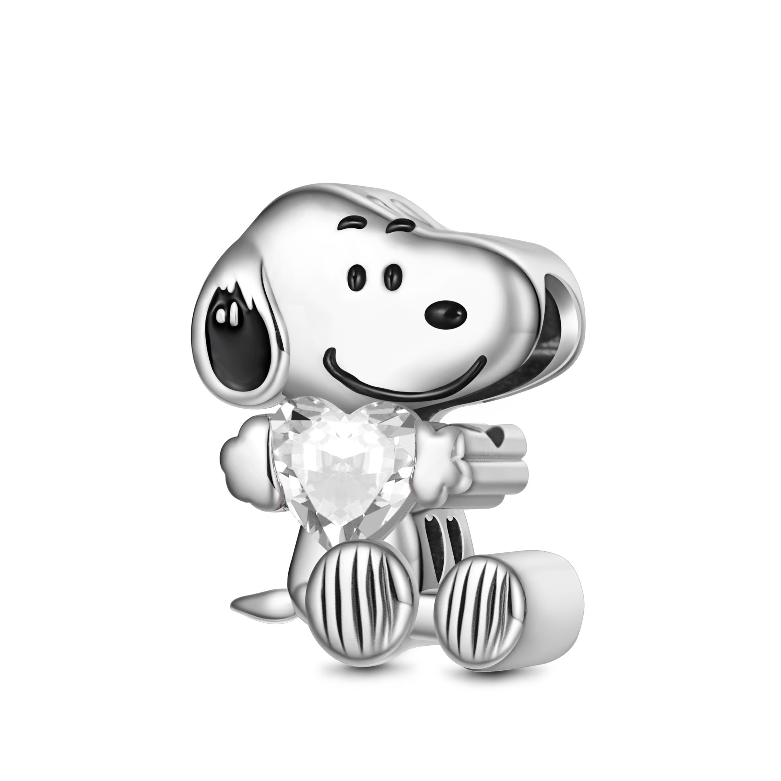 GNOCE Charm Perle Peanuts Snoopy Colgante De Plata De Ley 925 Con Piedra De Nacimiento Ideal Para Pulseras y Collares Ideal Como Regalo Para Mujeres