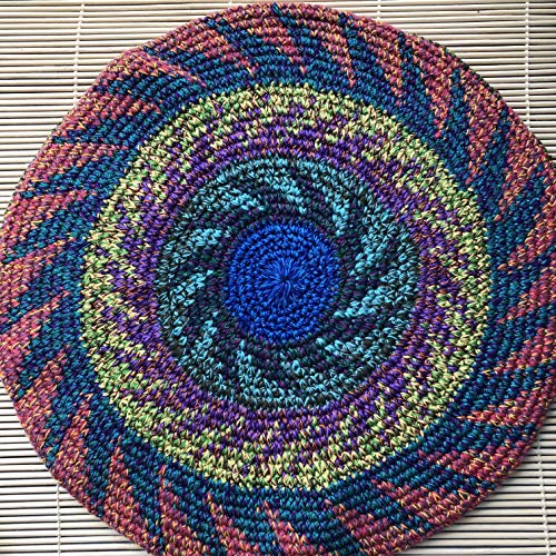 Inspirit Arts Four Sizes Tam Beret Slouchy Cap Beanie Hat Crochet 100% Natural Cotton Flowertone Pinwheel Design3