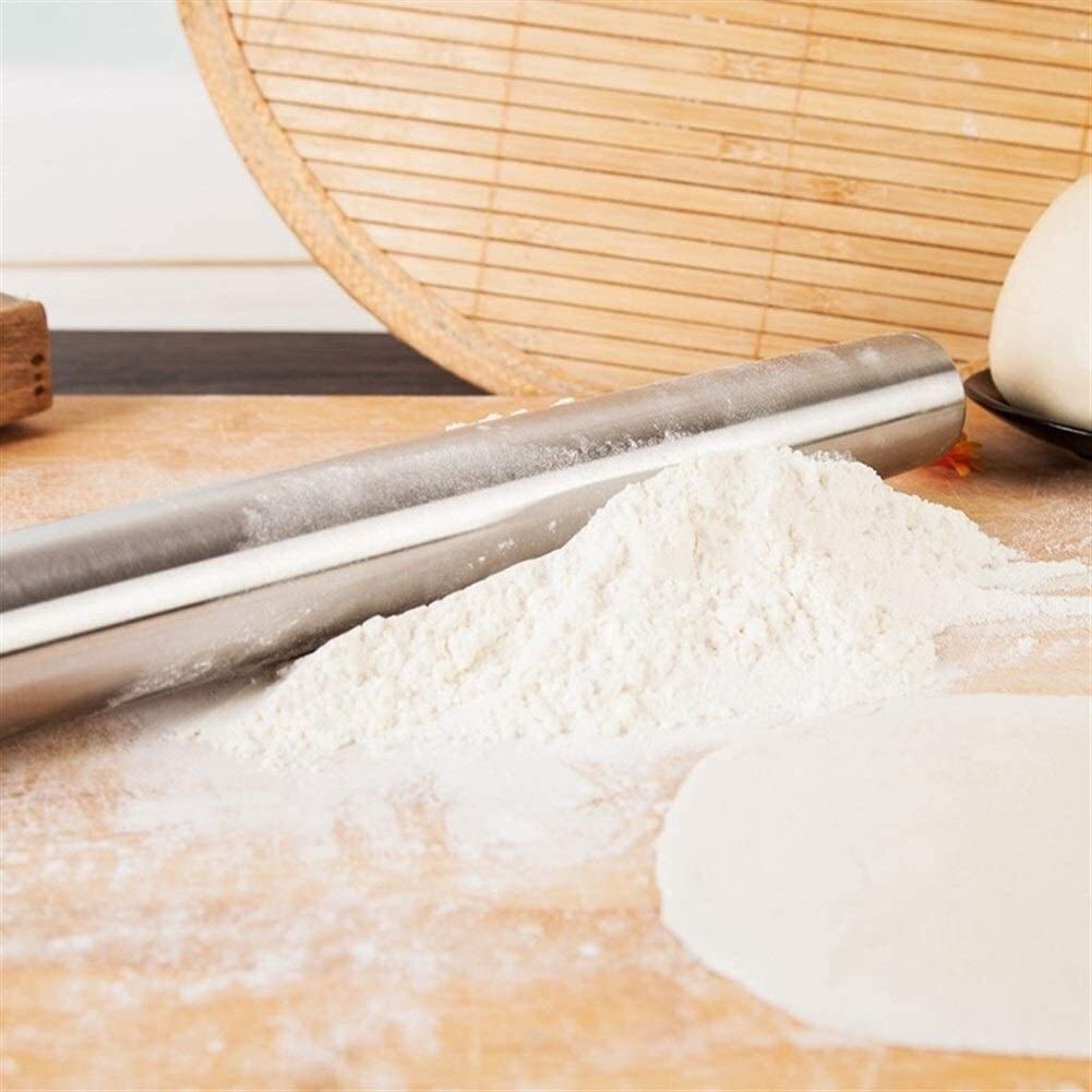 Professionnel Rodillo de amasar de Acero Inoxidable, Metal para Hornear Masa de pastelería para Galletas (tamaño: 30 cm) (tamaño: 35 cm), Masa fácil de Limpiar (30 cm)