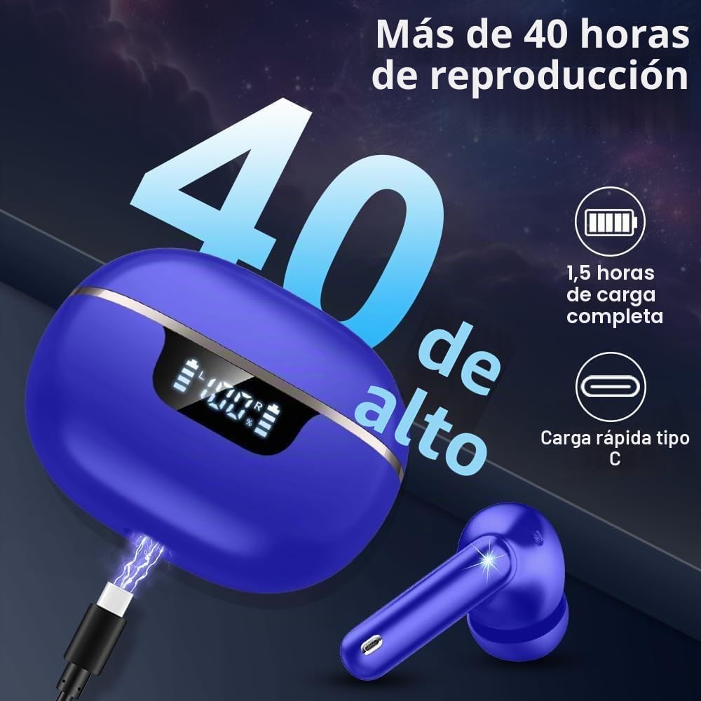 Auriculares Inalámbricos Bluetooth 5.4, Cascos con ENC y Control Táctil