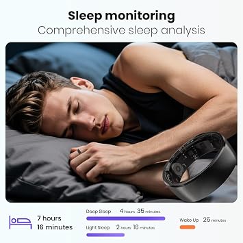 Smart Ring for Men Women Health Tracker with Heart Rate, Blood Oxygen, Blood Pressure, Sleep Monitoring, Fitness Step Tracking, IP69 Waterproof Rings for iPhone and Android,Up to 7-Day Battery Size 12