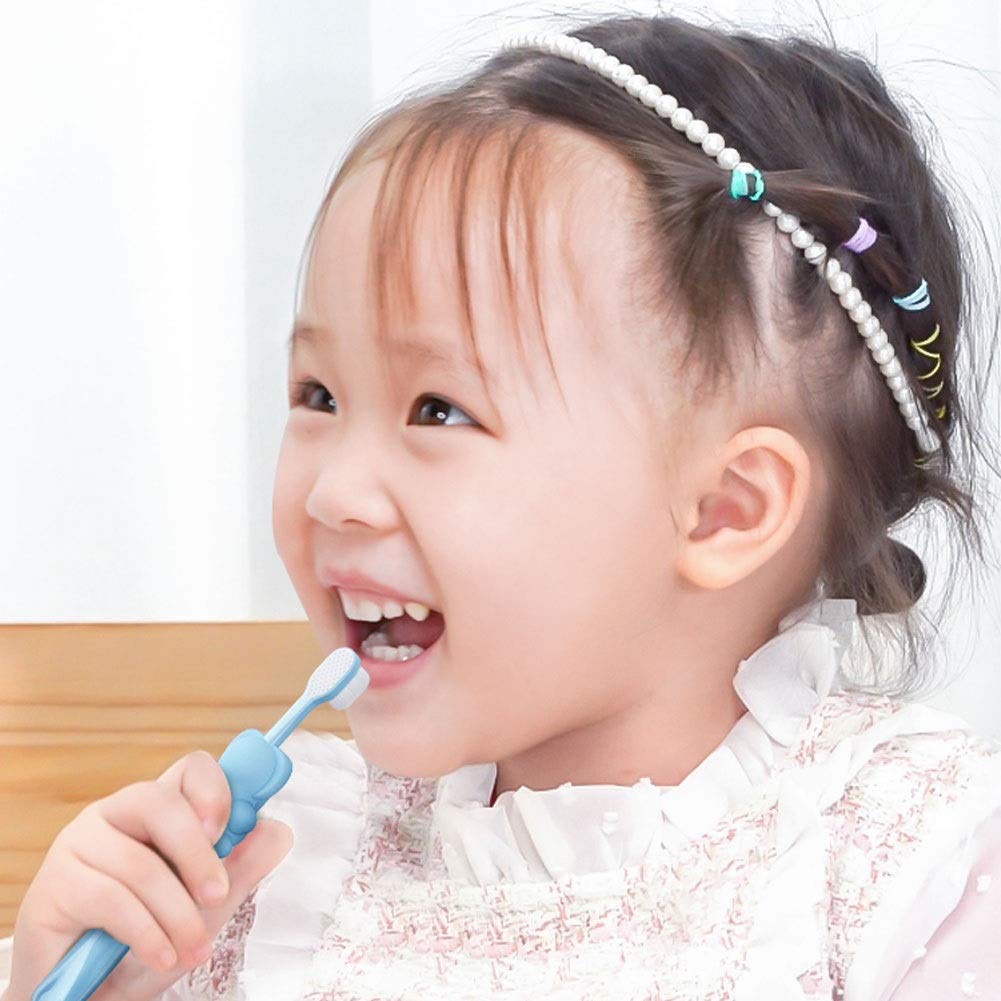 Cura Orale Spazzolino da Denti per Bambini Extra Morbido con 10000 setole, spazzolino da Denti per Bambini dai 3 ai 12 Anni, spazzolino Manuale con Disegni di Animali Regalo
