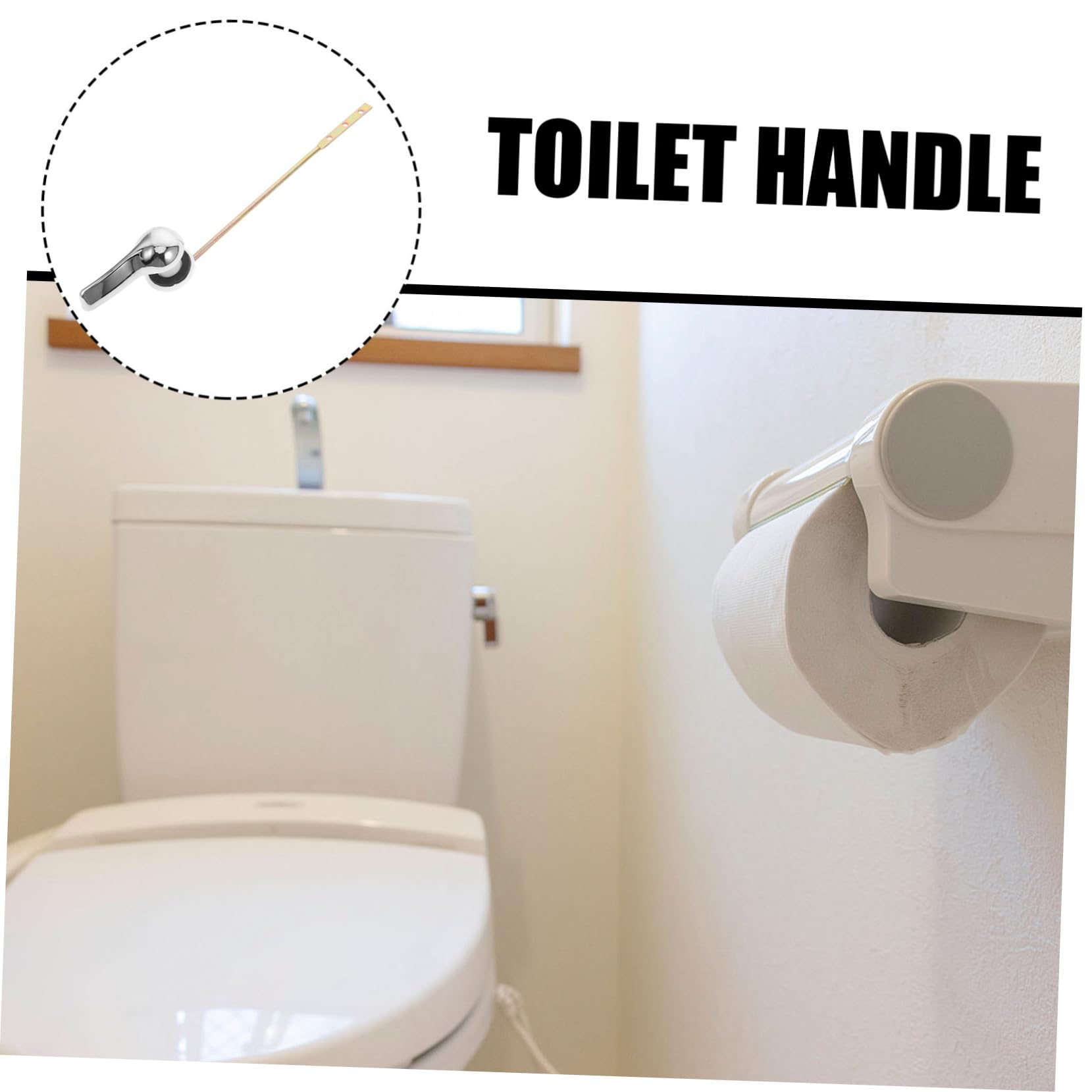CTS Maniglia Di Ricambio Per WC Con Braccio A Leva - Plastica Bianca - Regolabile Per Cassetta - 2