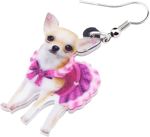 Miniatura 4 de NEWEI Aretes colgantes de acrílico para perros de Chihuahua Dulce Chihuahua, para mujeres, niños, cachorros, animales, joyería de regalo