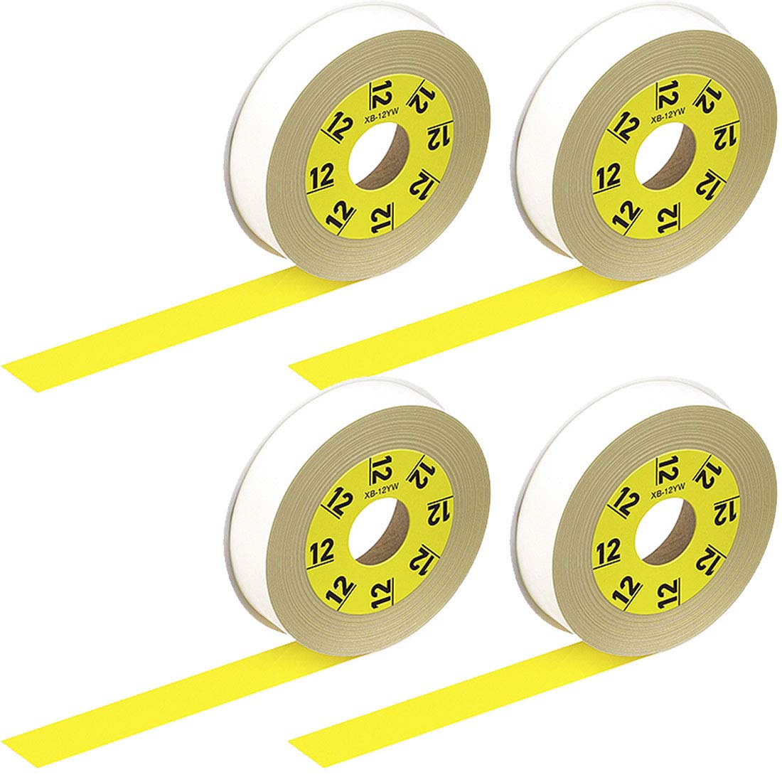 まとめ）カシオ ラテコ 詰替用テープ12mm×8m 黄/黒文字 XB-12YW 1