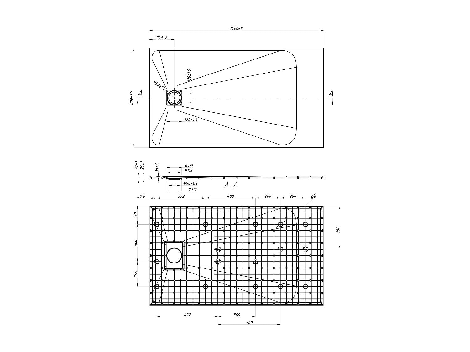 Vente-unique - Receveur de douche extra plat à poser ou à encastrer recoupable en résine SMC - Blanc - 140 x 80 cm - MIRNOSA