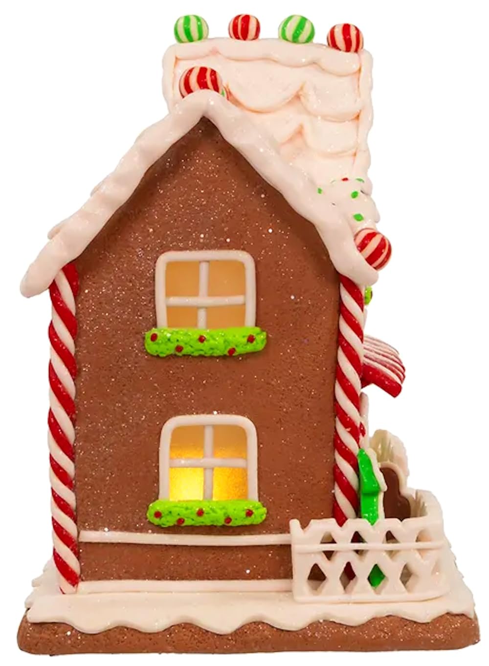 The Bridge Collection Maison en pain d'épices lumineuse de 22,9 cm – Décoration de Noël en pain d'épices – Maison de village de Noël – Village de pain d'épices – Figurine de maison lumineuse