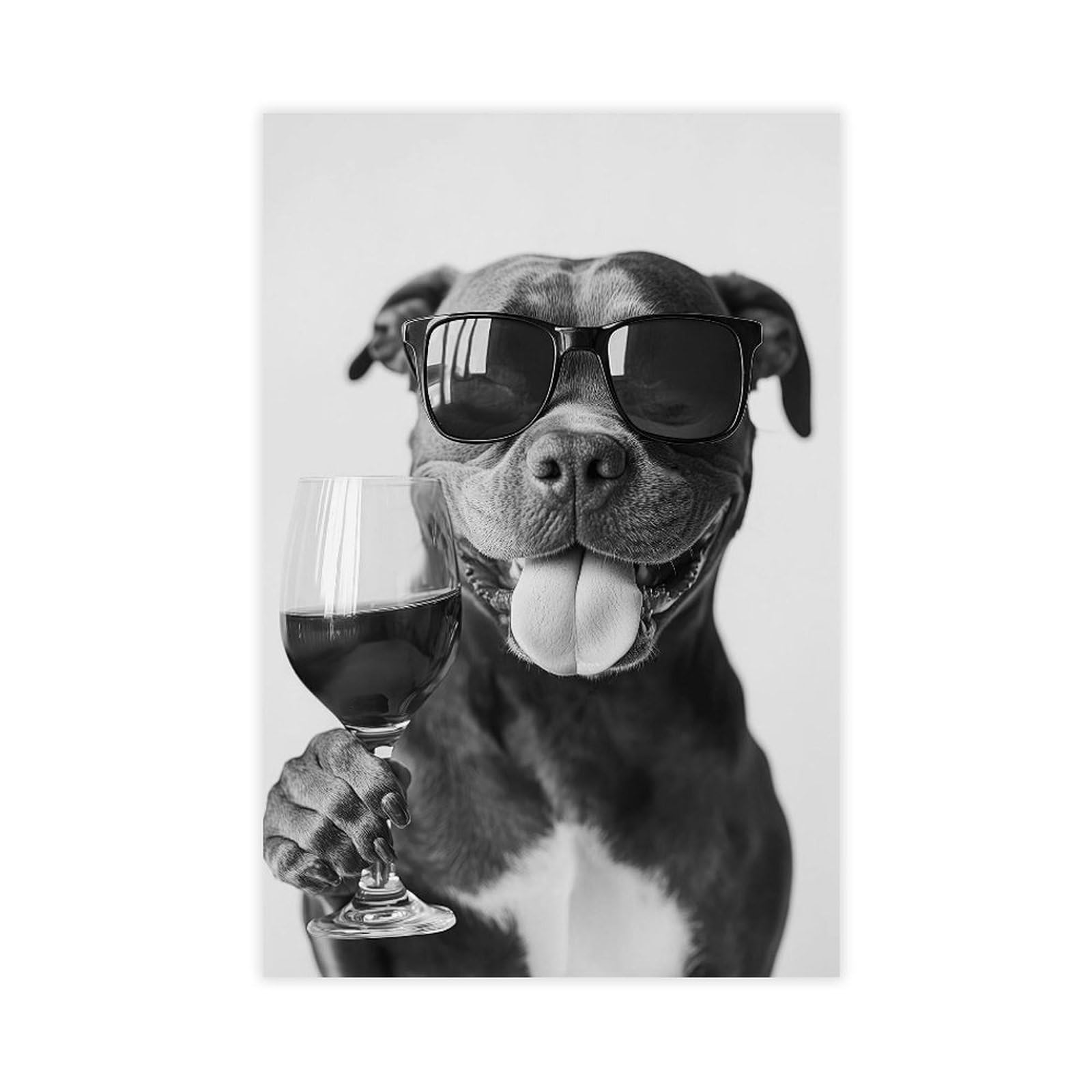 Ncudank Staffordshire Bull Terrier Drinking Canvas Poster Wall Art Decor Print Picture Paintings For Living Room Bedroom Decoration 16X24inch(40X60cm)
