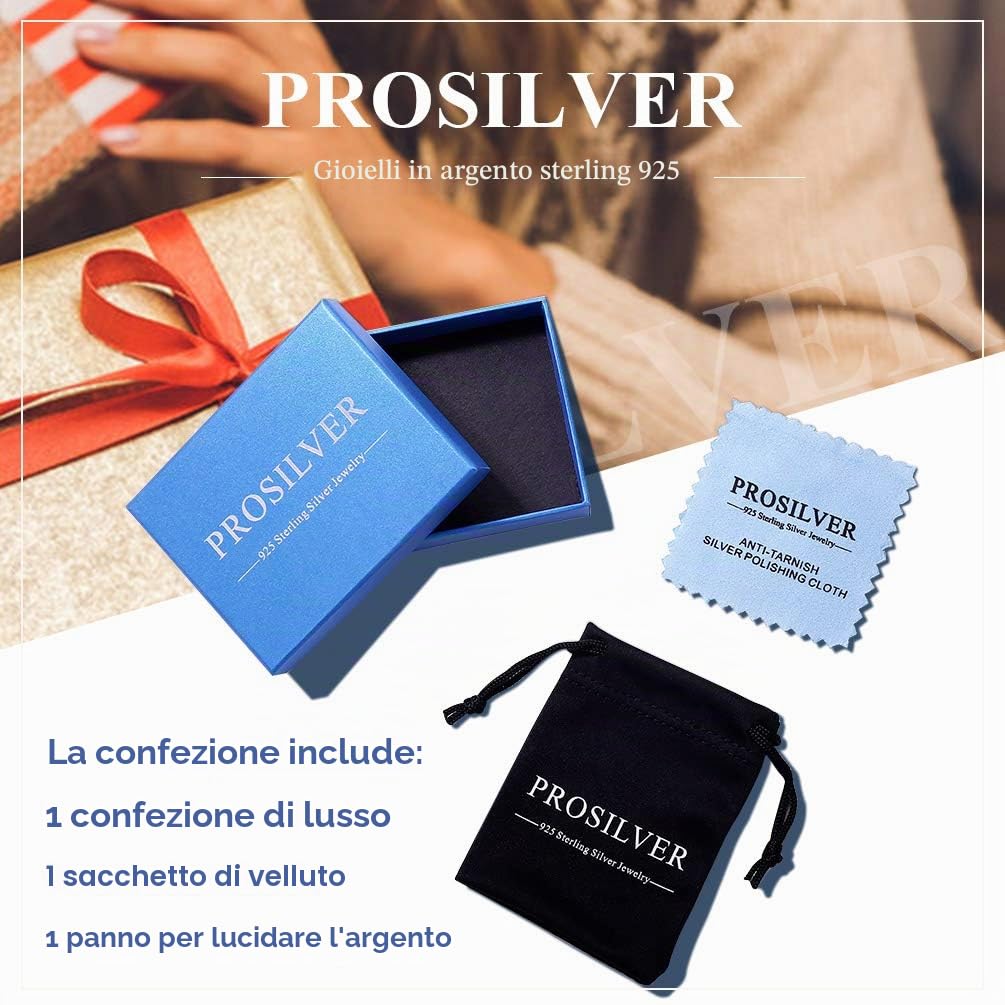 PROSILVER Cavigliera Donna Argento 925 Regolabile 22+5 cm con Confezione Regalo