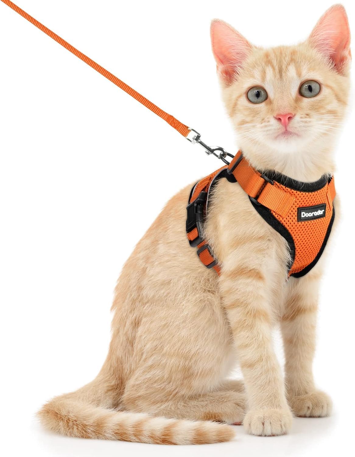 Dooradar Cat Harness and Leash Set, Escape Proof Safe Adjustable Kitten Vest Harnesses for Walking, Easy Control Soft Breathable Mesh Jacket with