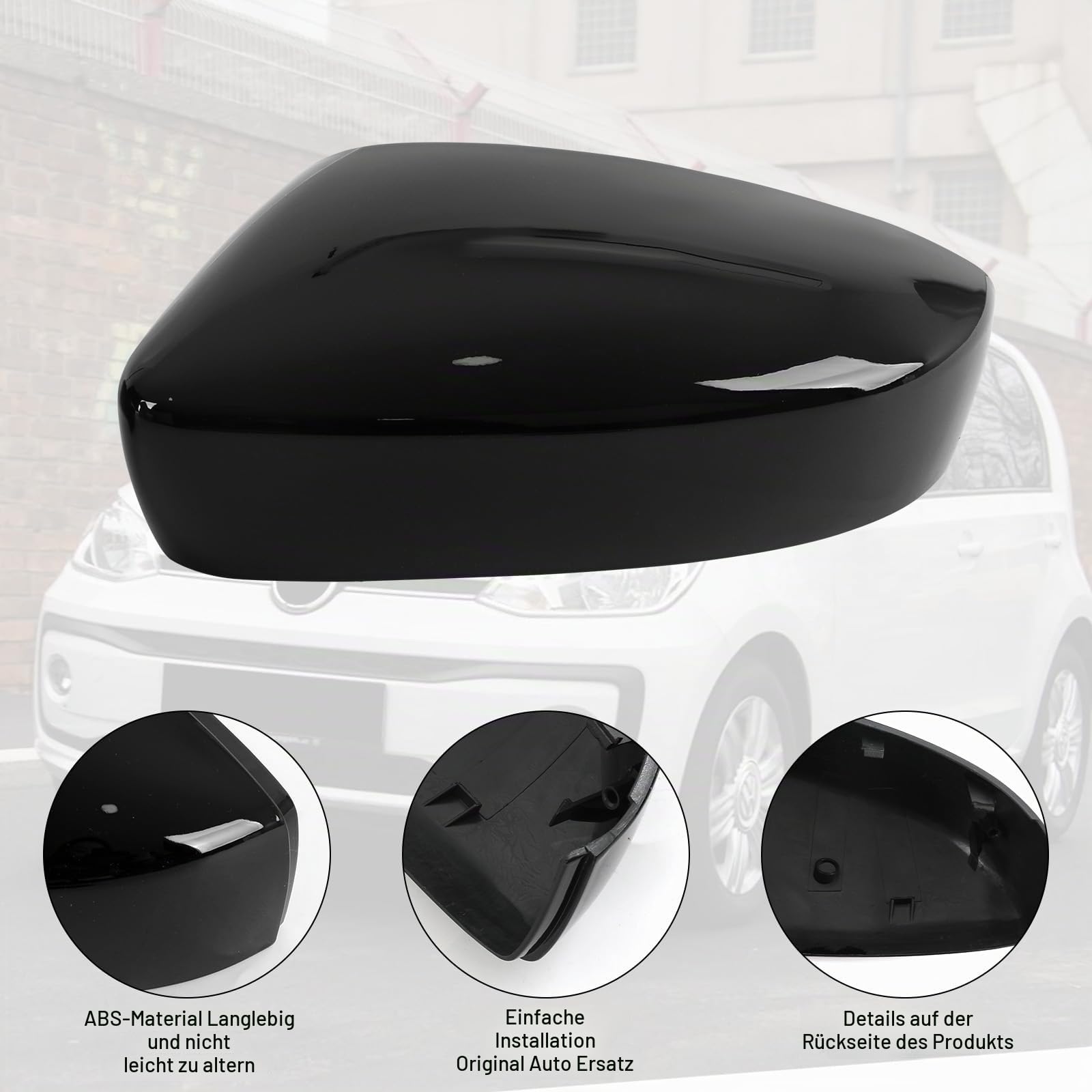 Spiegelkappen Ersatz für VW UP/SEAT MII//Skoda Citigo 2011-2024 Schwarz