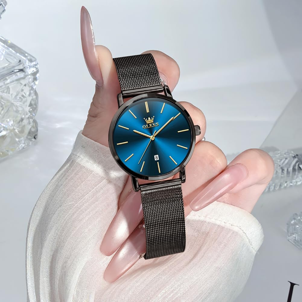 OLEVS Women's Watches for Ladies Female Wrist Watch Leather Band Waterproof Thin Minimalist Casual Simple Dress Quartz Analog with Date Calendar - Image 7