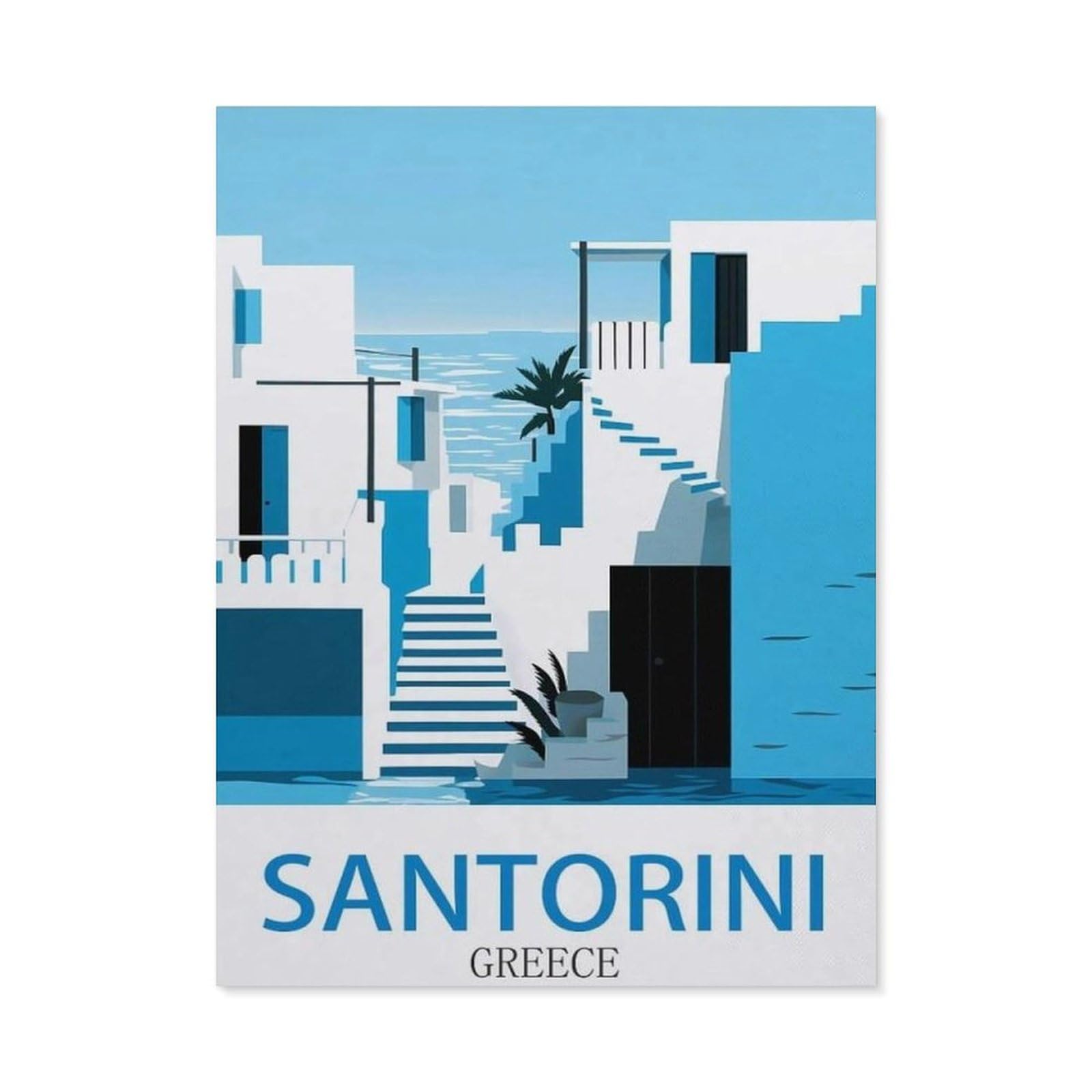 Funny Metal Tin Sign Wall Decor，Santorini Greece(15x30cm）