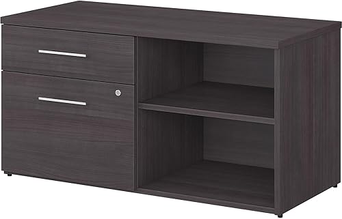 Bush Business Furniture Office 500 Low Storage Cabinet with Drawers and Shelves in Storm Gray Gris (Storm Gray),Negro Nuez (Black Walnut),Nogal