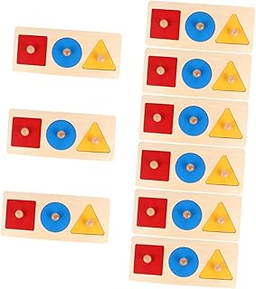 Toyvian 9 Peças Painel Geométrico Brinquedos Infantis Bandejas De Madeira Redondas Brinquedos De Madeira Quebra-Cabeças Geométricos Quebra-Cabeças De Forma Montessori Para Brinquedos