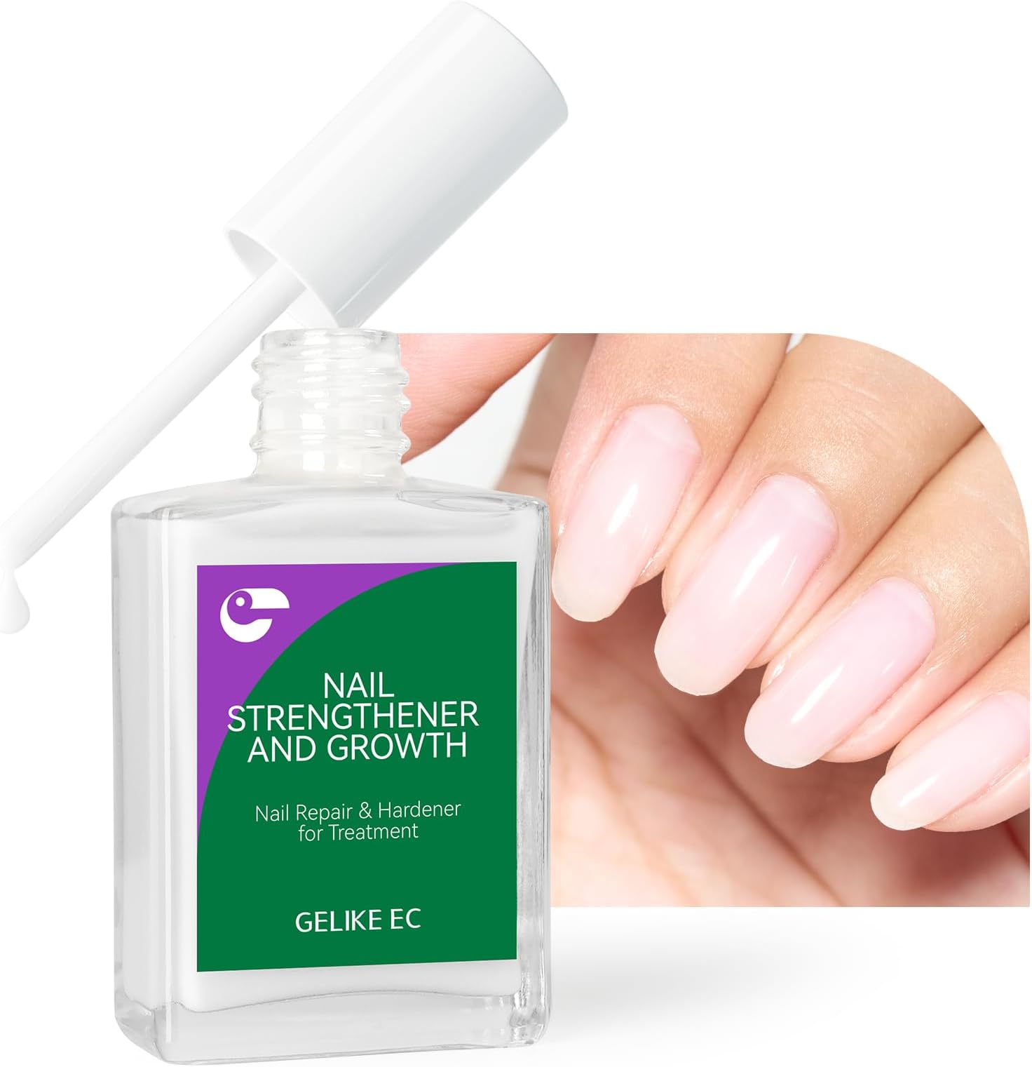 gelike ec Nail Strengthener Polish for Damaged Nails: Milky White 15ml 6 in 1 Natural Nail Hardener Extra Strong and Growth - Nail Polish Hardener for Weak and Damaged Nails