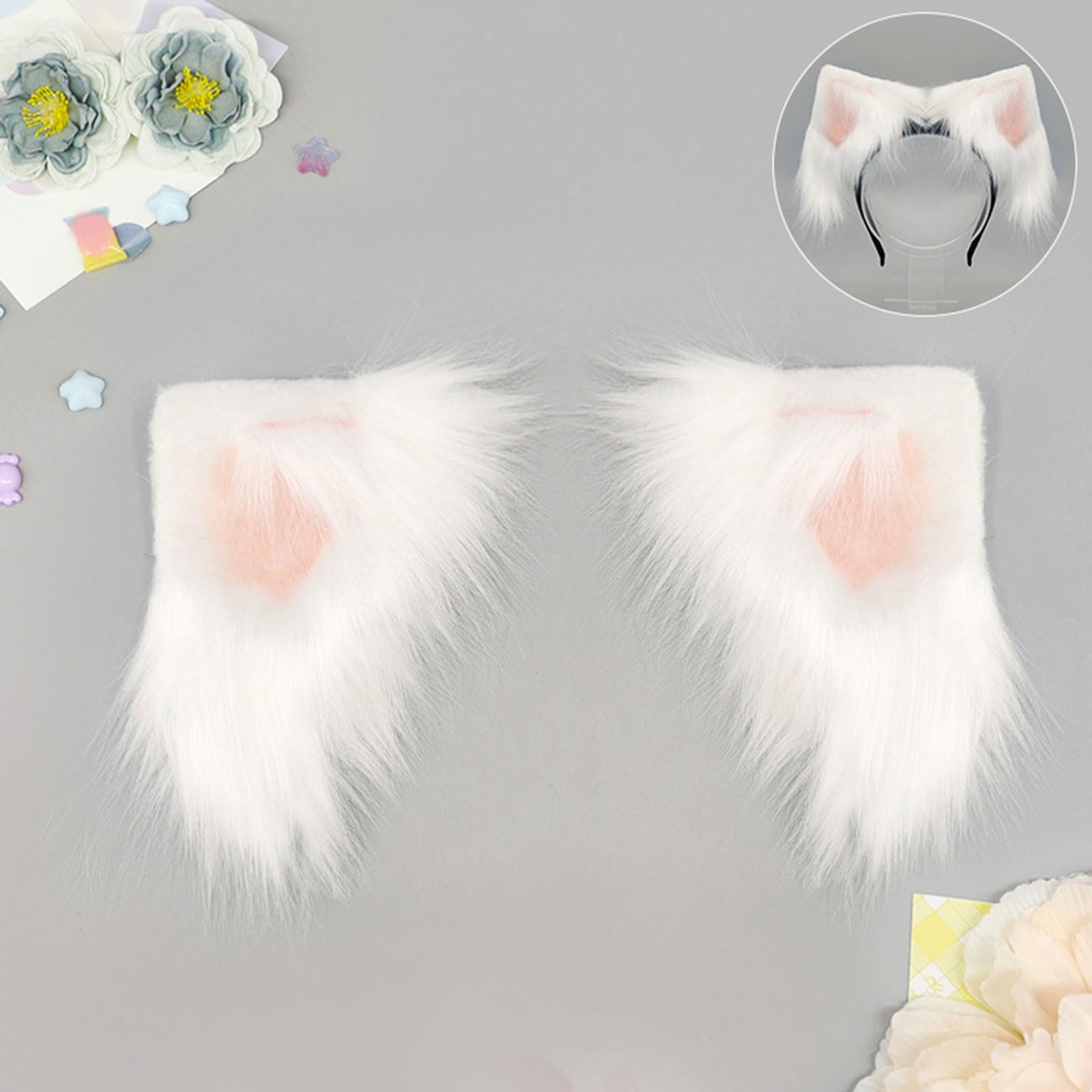 Diadema dinámica de orejas de gato con detección de movimiento 3D aleteando orejas de gato para diadema teatral inteligente con orejas móviles