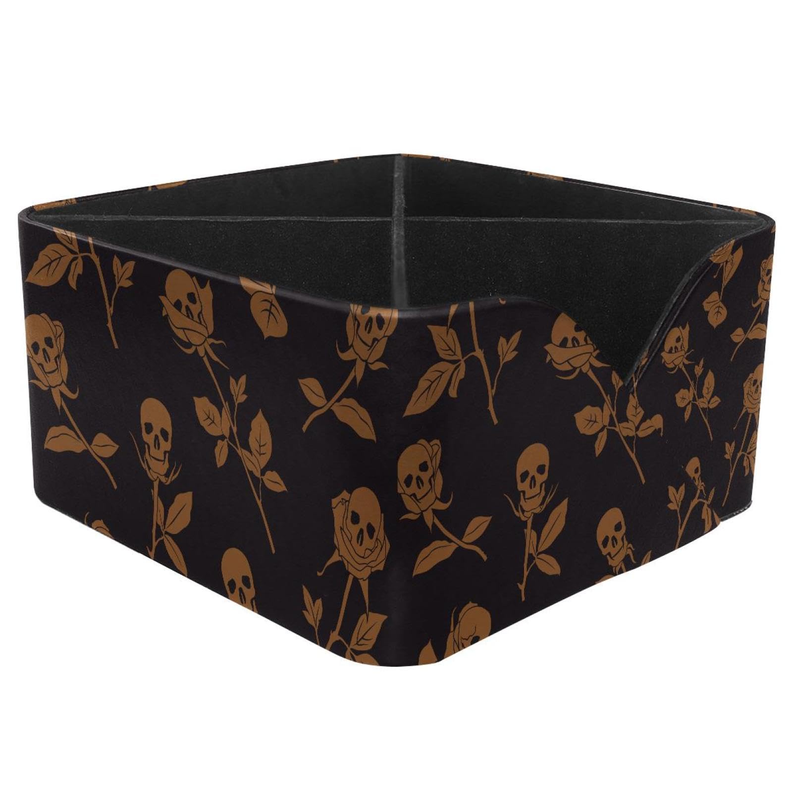 KengjuTesu Day of the Dead Skulls and Roses Pattern Desktop Organizer Pen Holder, Rectangular Pencil Cup for Office, Study and Makeup Stations