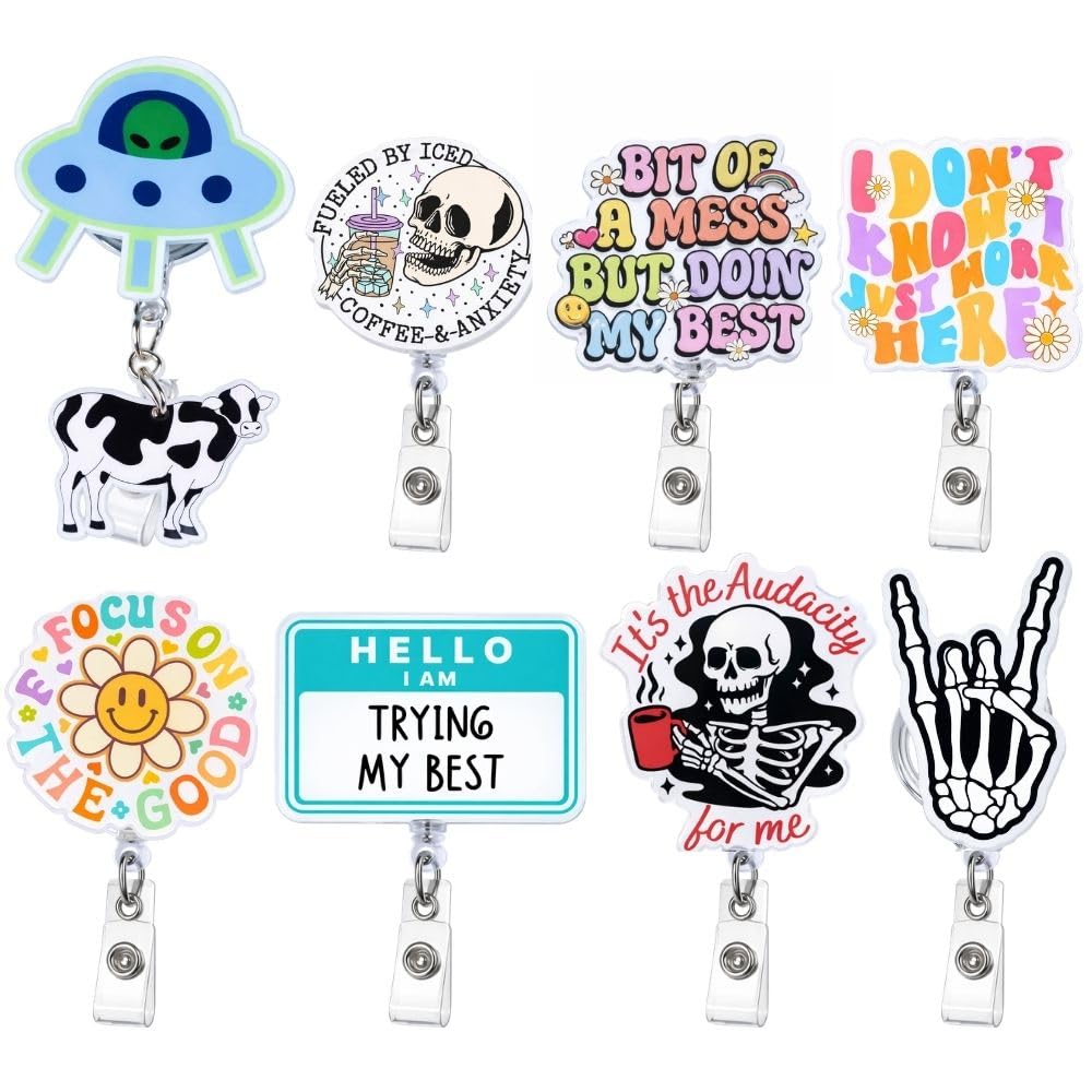 Amazon.com : YJ PREMIUMS 8PC Funny Cute Fun Badge Reel Holder ID
