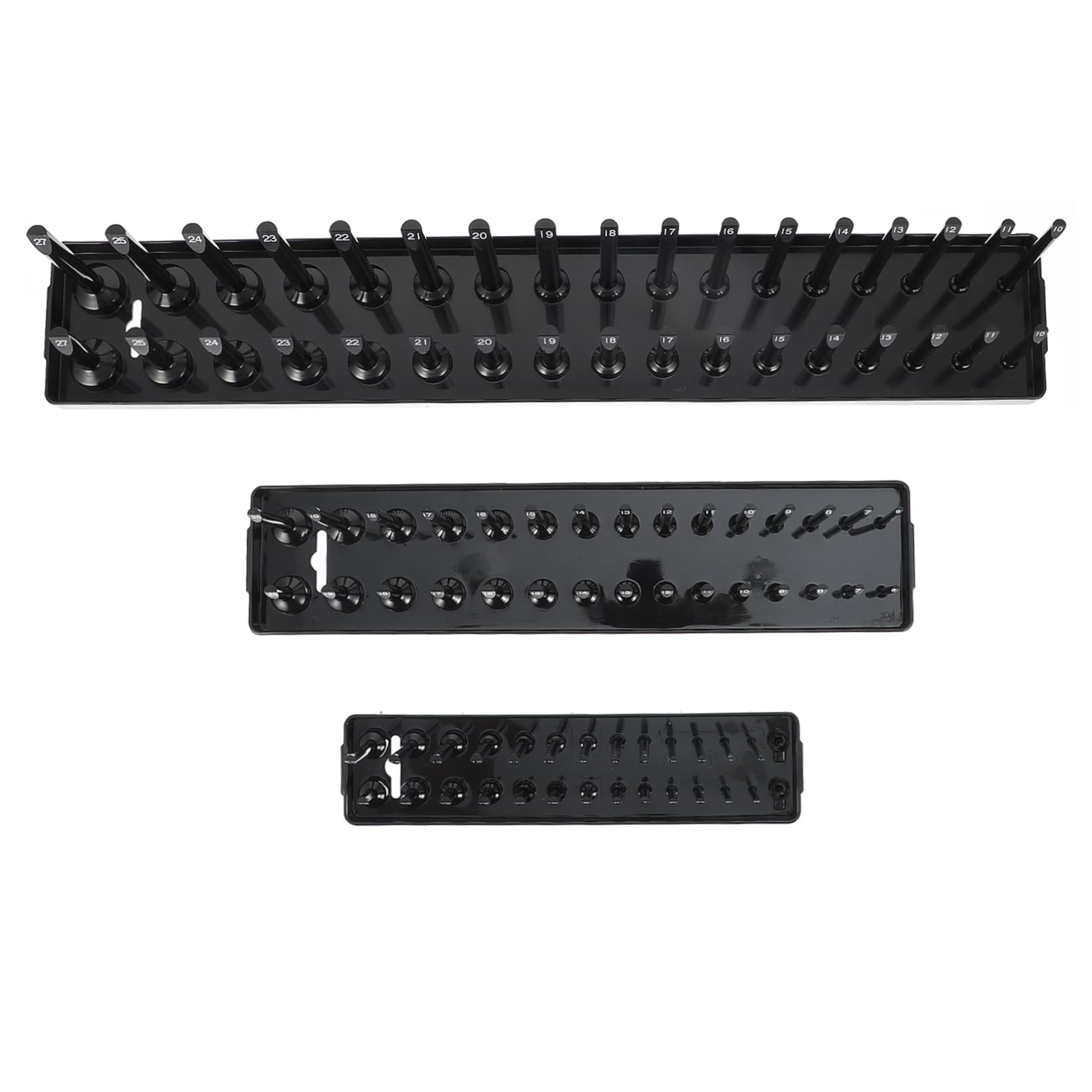 VILLCASE 3Pcs Heavy Duty Metric Socket Organizer Tray Durable Drive Socket Holder for Sae Sockets Keep Your Tools Neat with Clearly Labeled Measurements for Garage and Workshop