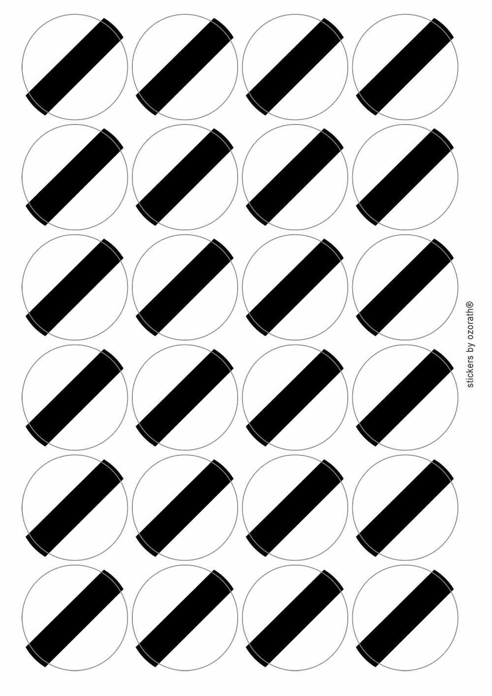 National Speed Limit Road Sign Circular Matt Paper Stickers A4 Sheet of 24 (Each Sticker is 45mm Diameter)